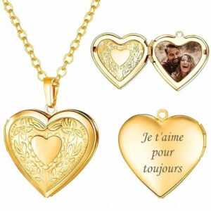 Collar colgante corazón con foto