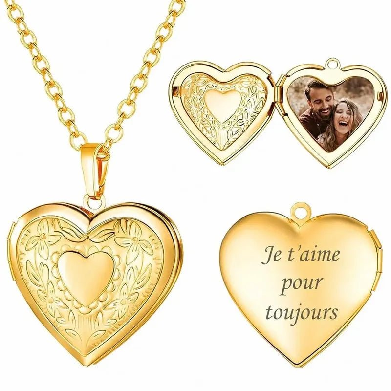Collar colgante corazón con foto